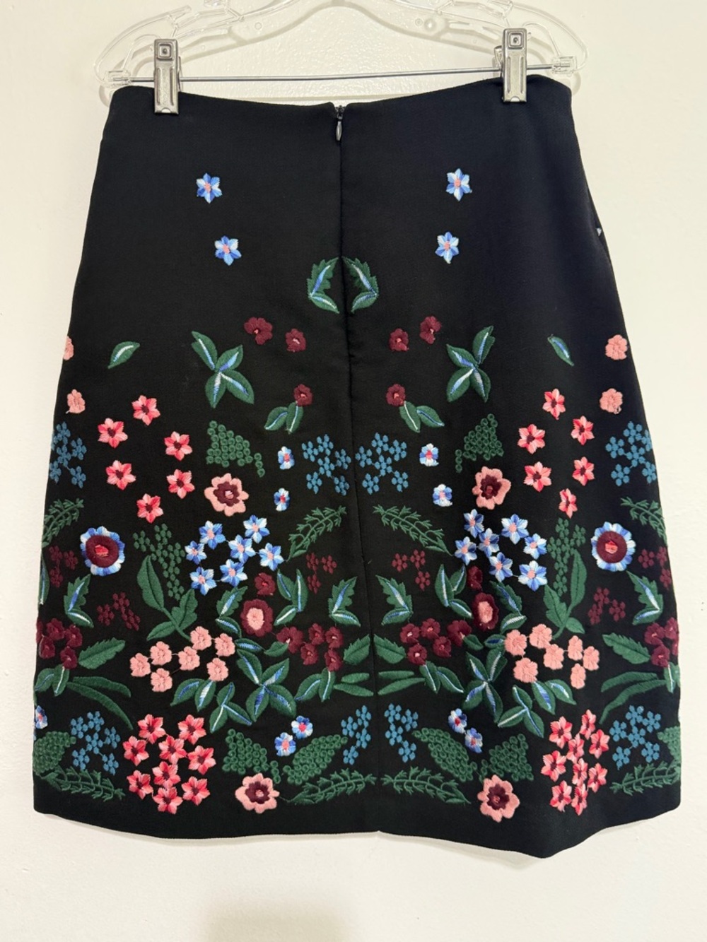 Zara Woman Floral Embroidered Black Mini Skirt A-Line Size XS/S - Picture 8 of 12